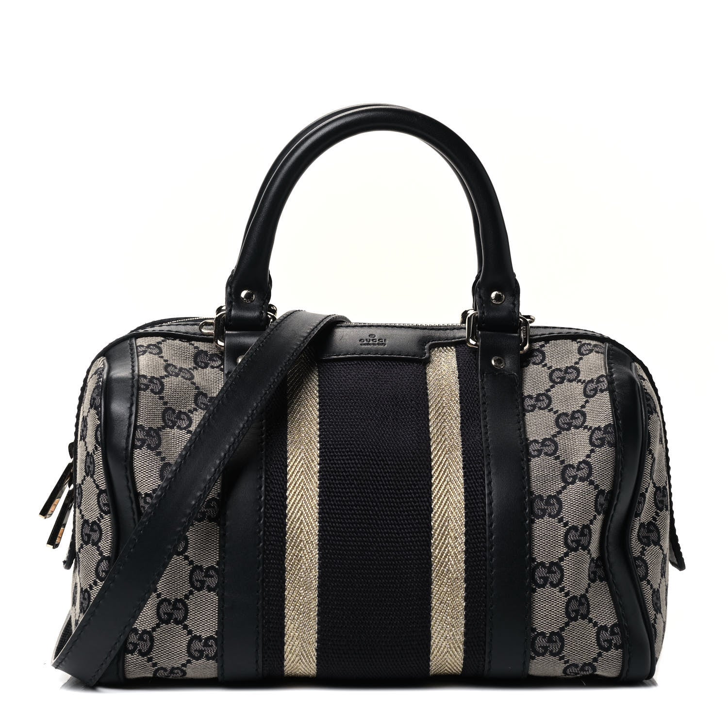 Gucci Monogram Vintage Web Small Boston Navy 1 of 4