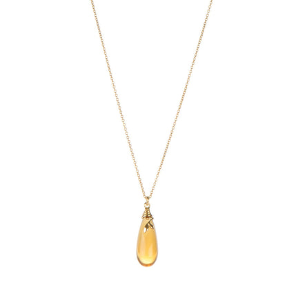 Tiffany 18K Yellow Gold Citrine Paloma Picasso Olive Leaf Pendant Necklace 1 of 6