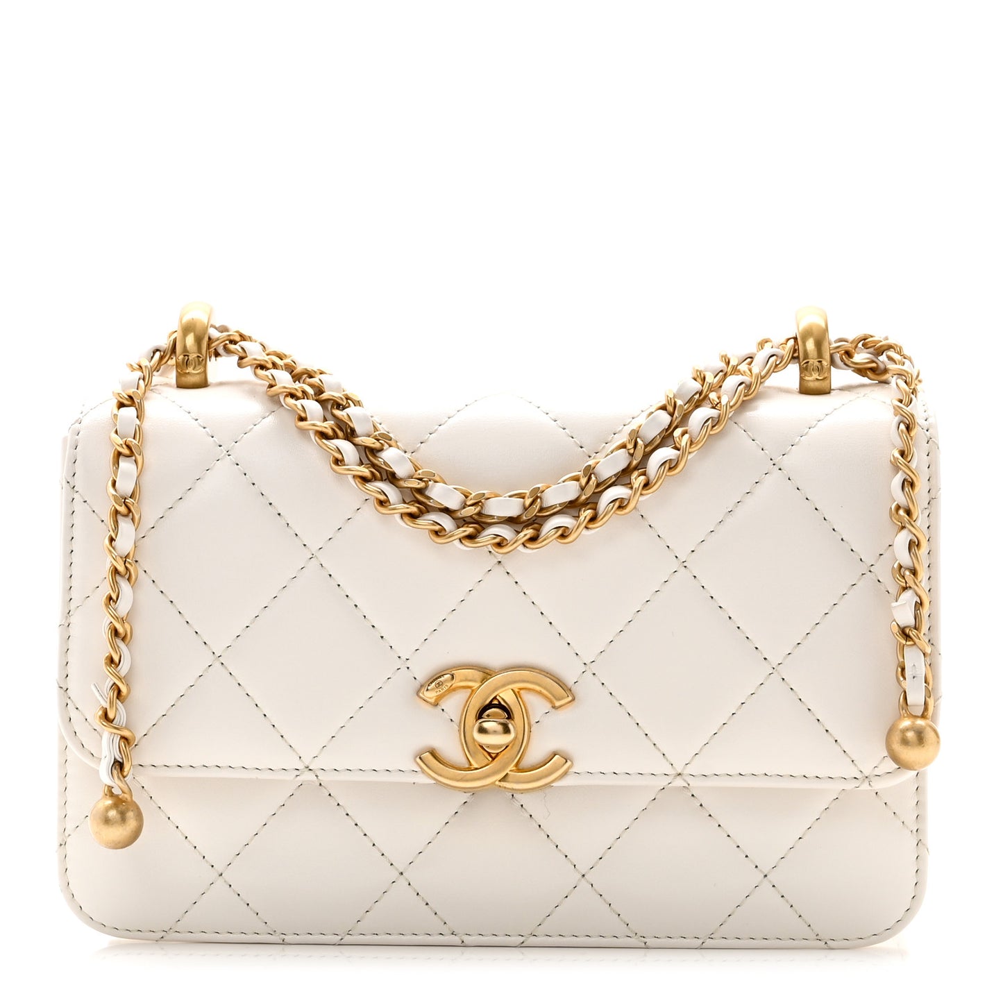 Calfskin Quilted Mini Perfect Fit Flap White