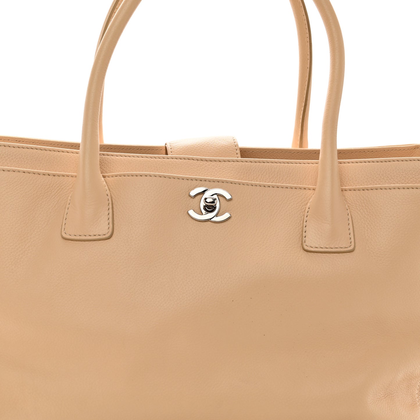Calfskin Cerf Executive Shopper Tote Beige