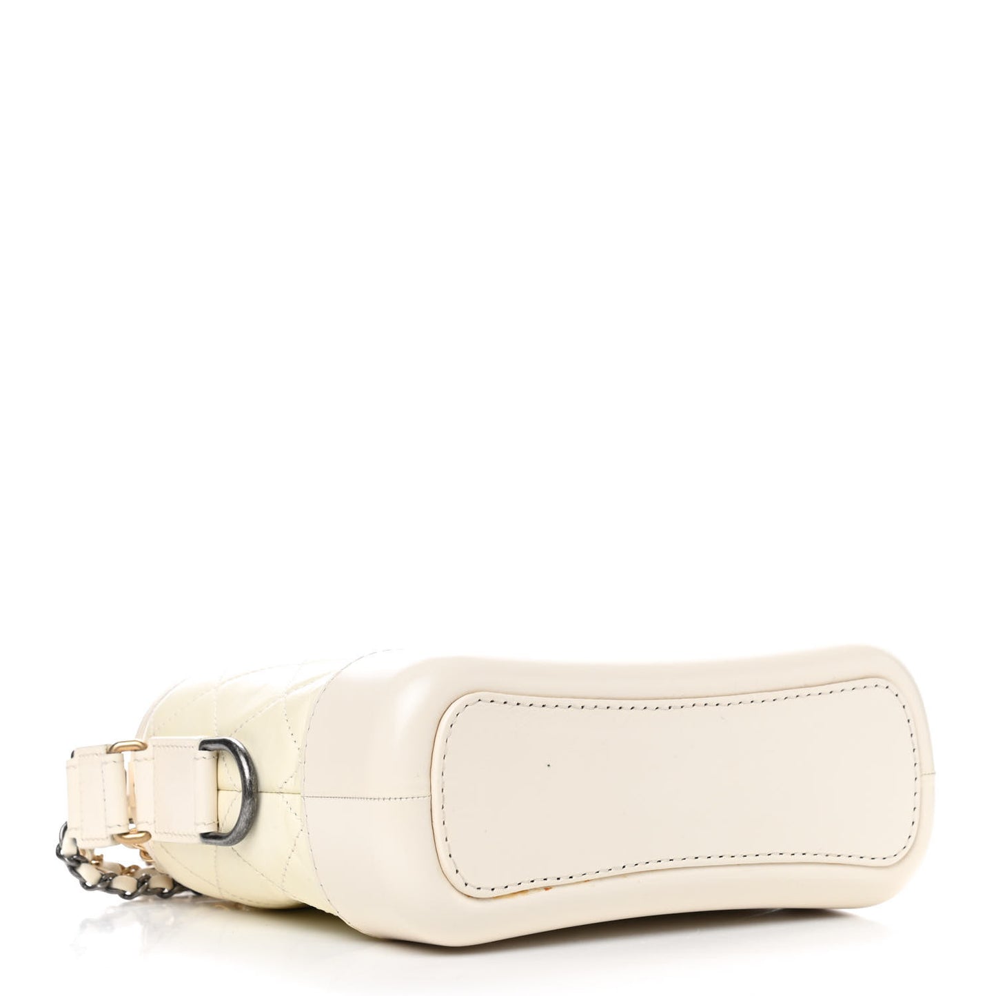 Aged Calfskin Quilted Small Gabrielle Hobo White