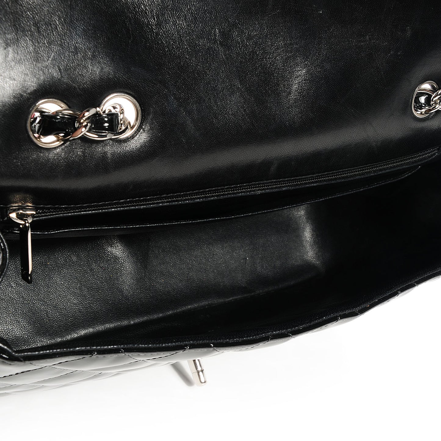 Glitter Patent Jumbo Single Flap Black