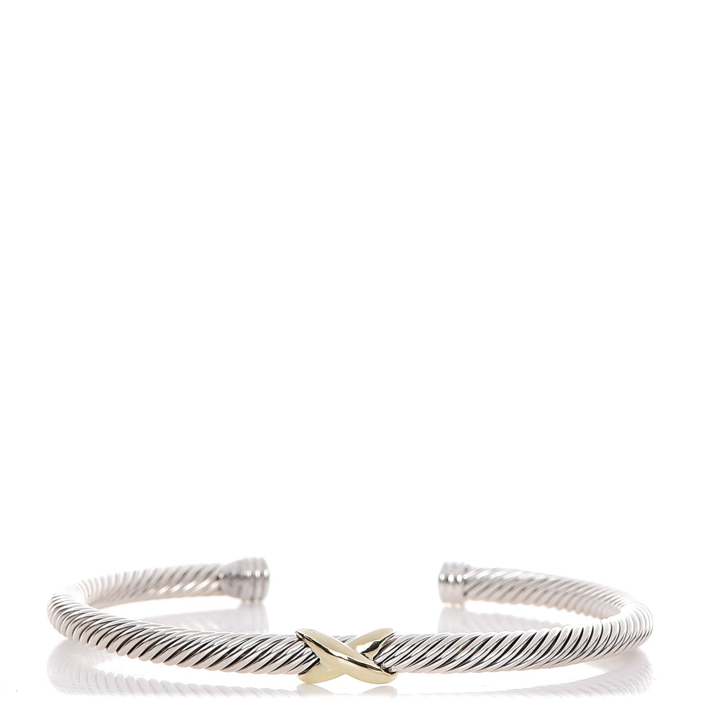Sterling Silver 14K Yellow Gold 5mm X Station Cable Bracelet