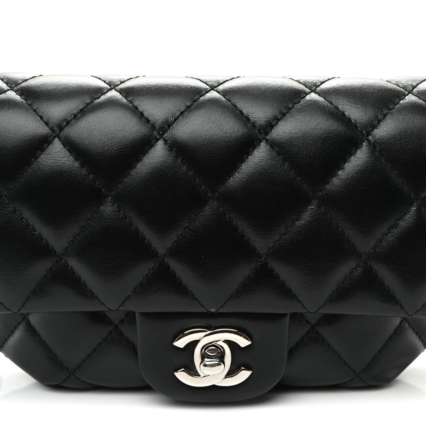 Calfskin Quilted CC Uniform Flap Belt Bag Black