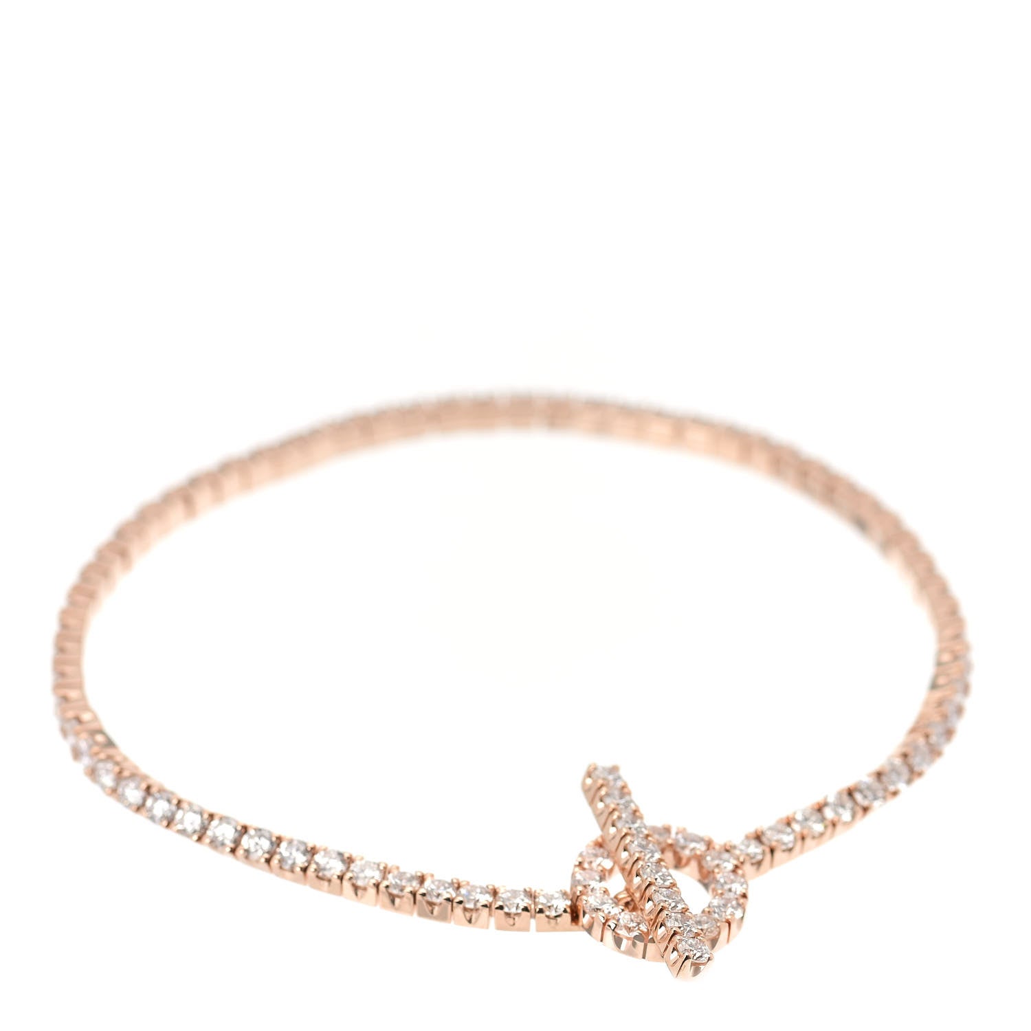 Hermes 18K Rose Gold Diamond Finesse Link Bracelet SH 1 of 5