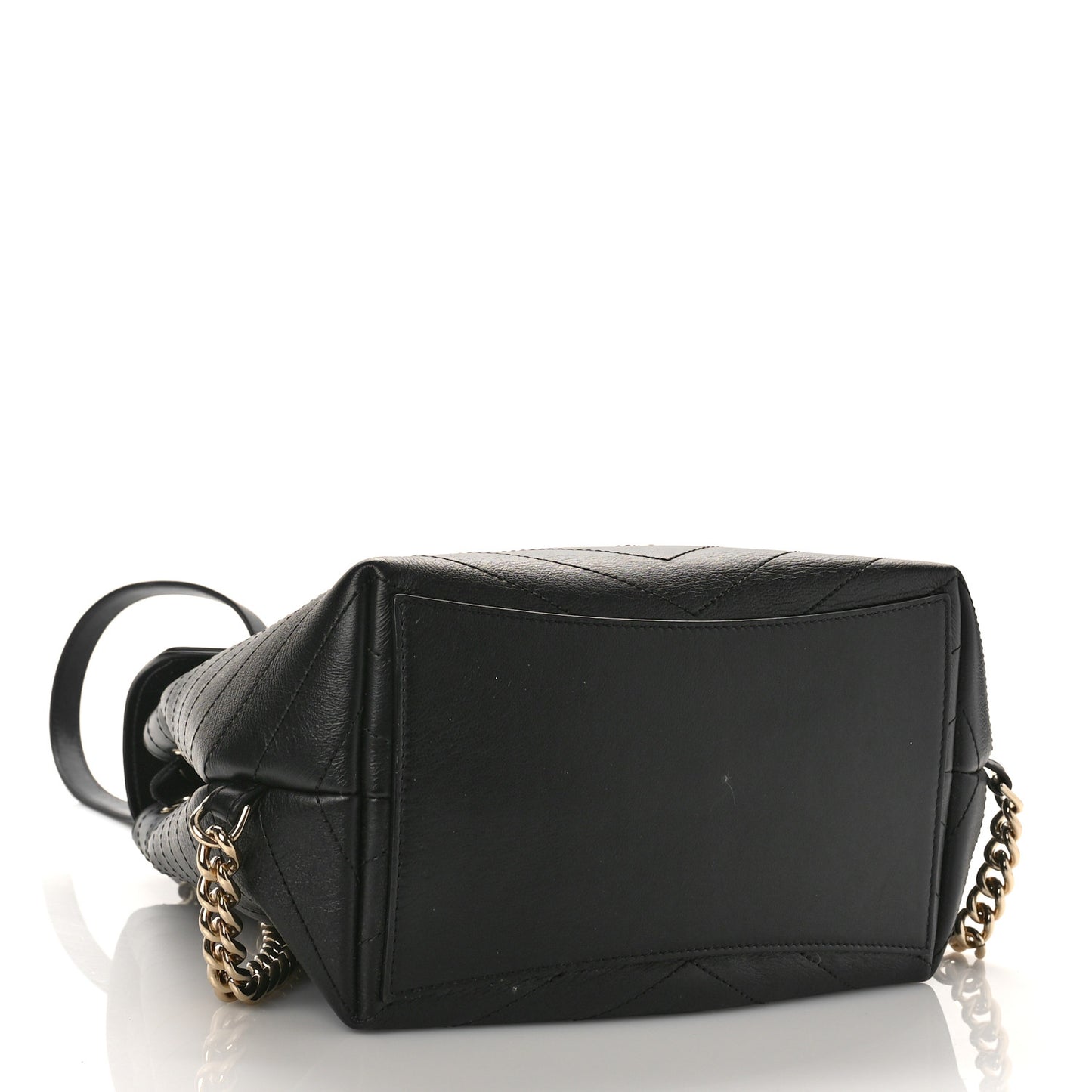 Grained Calfskin Chevron Stitched Backpack Black