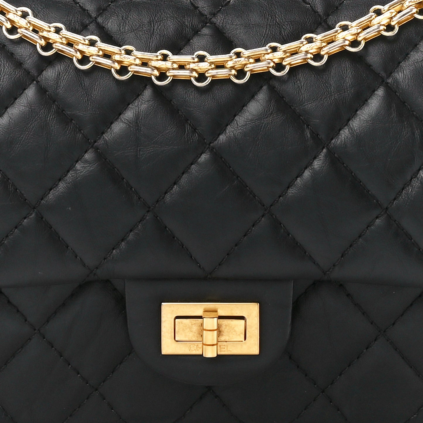 Aged Calfskin Quilted 2.55 Reissue 226 Flap Black