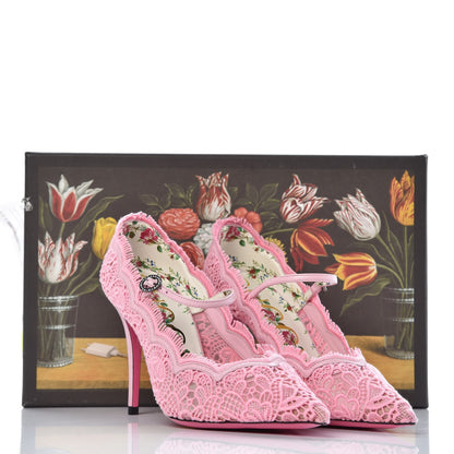 Gucci Lace Pizzo Venice Pumps 39 Sugar Pink 8 of 10