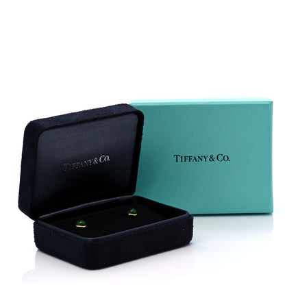 Tiffany 18K Yellow Gold Green Jade Elsa Peretti Cabochon Earrings 5 of 5