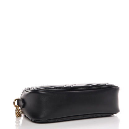 Gucci Calfskin Matelasse Small GG Marmont Chain Shoulder Bag Black 4 of 7