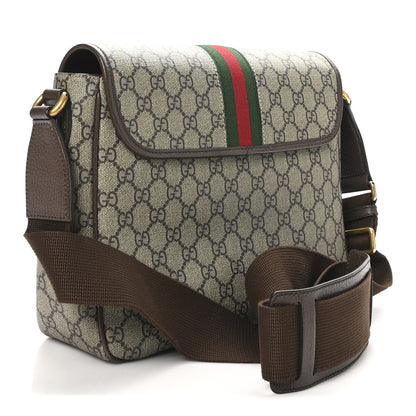 Gucci Tender GG Supreme Monogram Textured Dollar Calfskin Ophidia Messenger Bag Beige Ebony Dark Brown 2 of 9