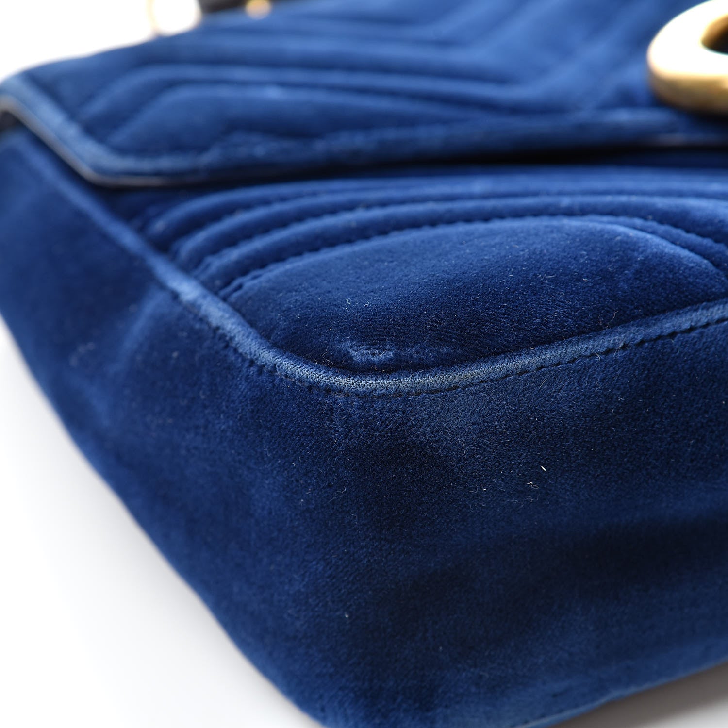 Gucci Velvet Matelasse Medium GG Marmont Shoulder Bag Cobalt Blue 9 of 23