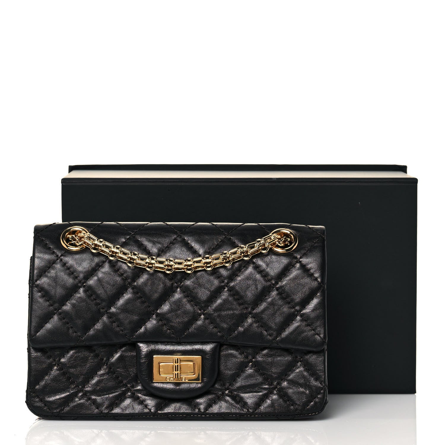 Chanel Aged Calfskin Quilted 2.55 Reissue Mini Flap Black 14 of 14