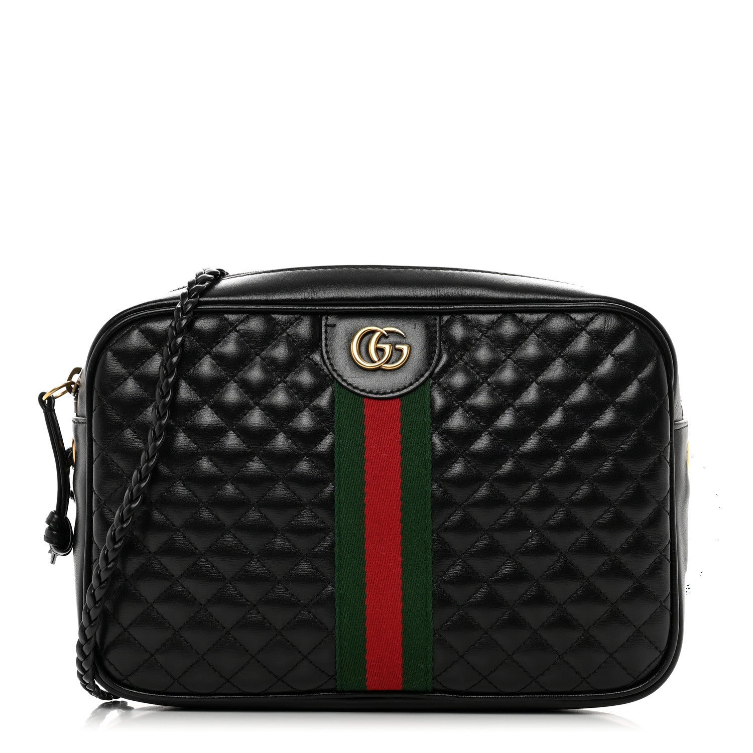 Gucci Calfskin Web Trapuntata Small GG Shoulder Bag Black 1 of 10