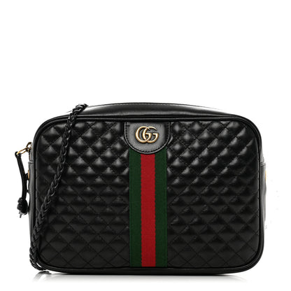 Gucci Calfskin Web Trapuntata Small GG Shoulder Bag Black 1 of 10