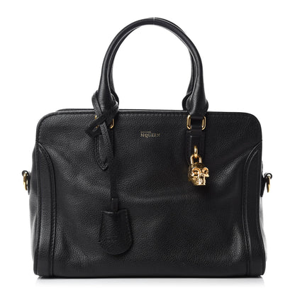 Alexander McQueen Pebbled Calfskin Small Skull Padlock Zip Around Tote Black 1 of 10