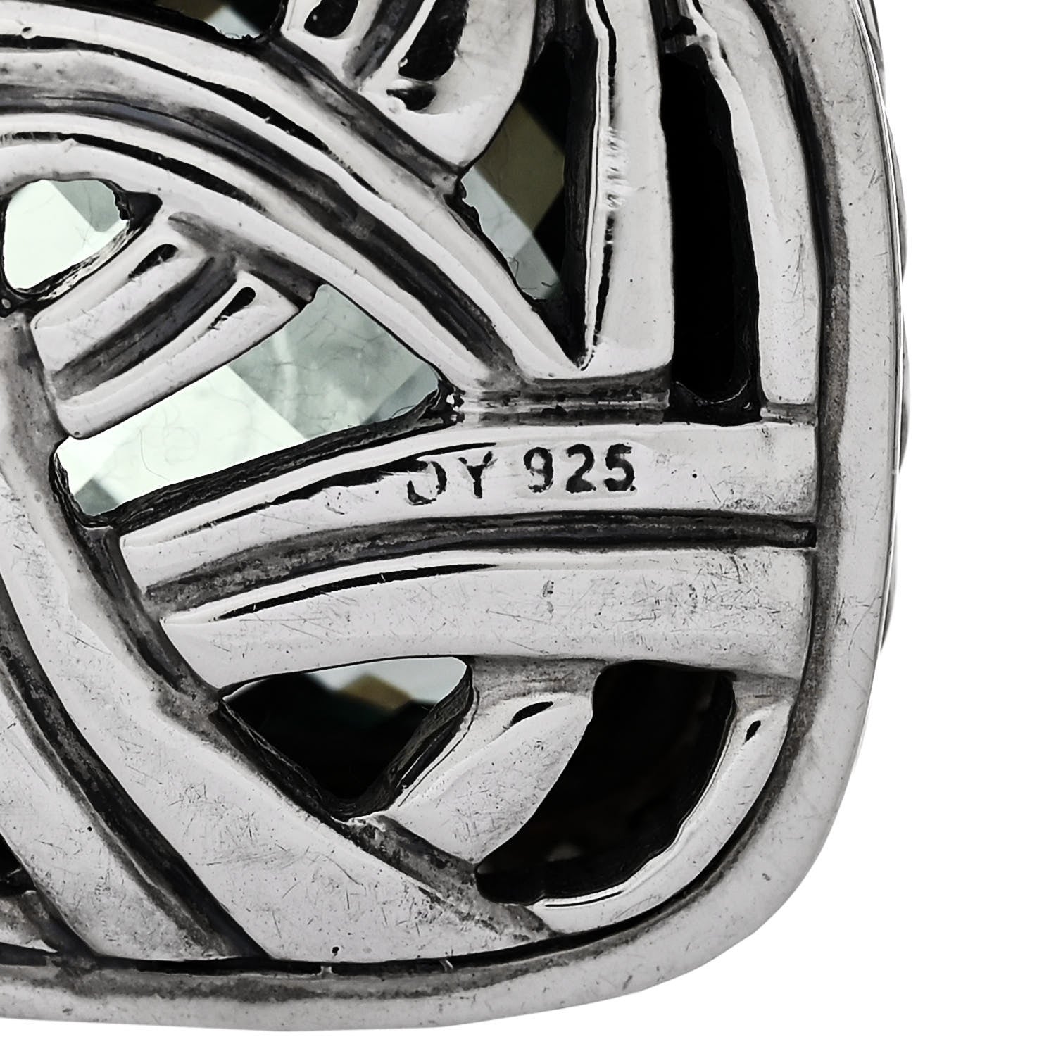 David Yurman Sterling Silver Diamond Prasiolite 14mm Albion Enhancer Pendant 4 of 4