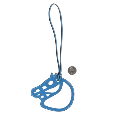 Hermes Swift Paddock Cheval Horse Bag Charm Bleu Zanzibar 2 of 4