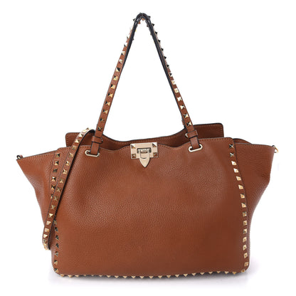 Valentino Garavani Pebbled Calfskin Medium Rockstud Tote Light Cuir 1 of 14