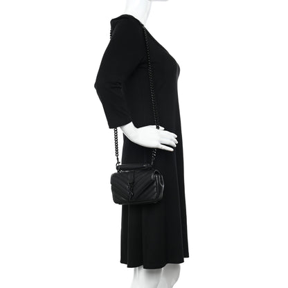 Saint Laurent Sheepskin Matelasse Chevron Monogram Classic Baby Chain Bag Black 3 of 15