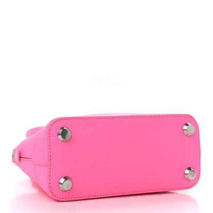 Balenciaga Signature Grained Calfskin Logo XXS Ville Top Handle Bag Acid Pink Black 3 of 7