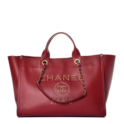 Chanel Caviar Medium Studded Deauville Tote Red 1 of 9