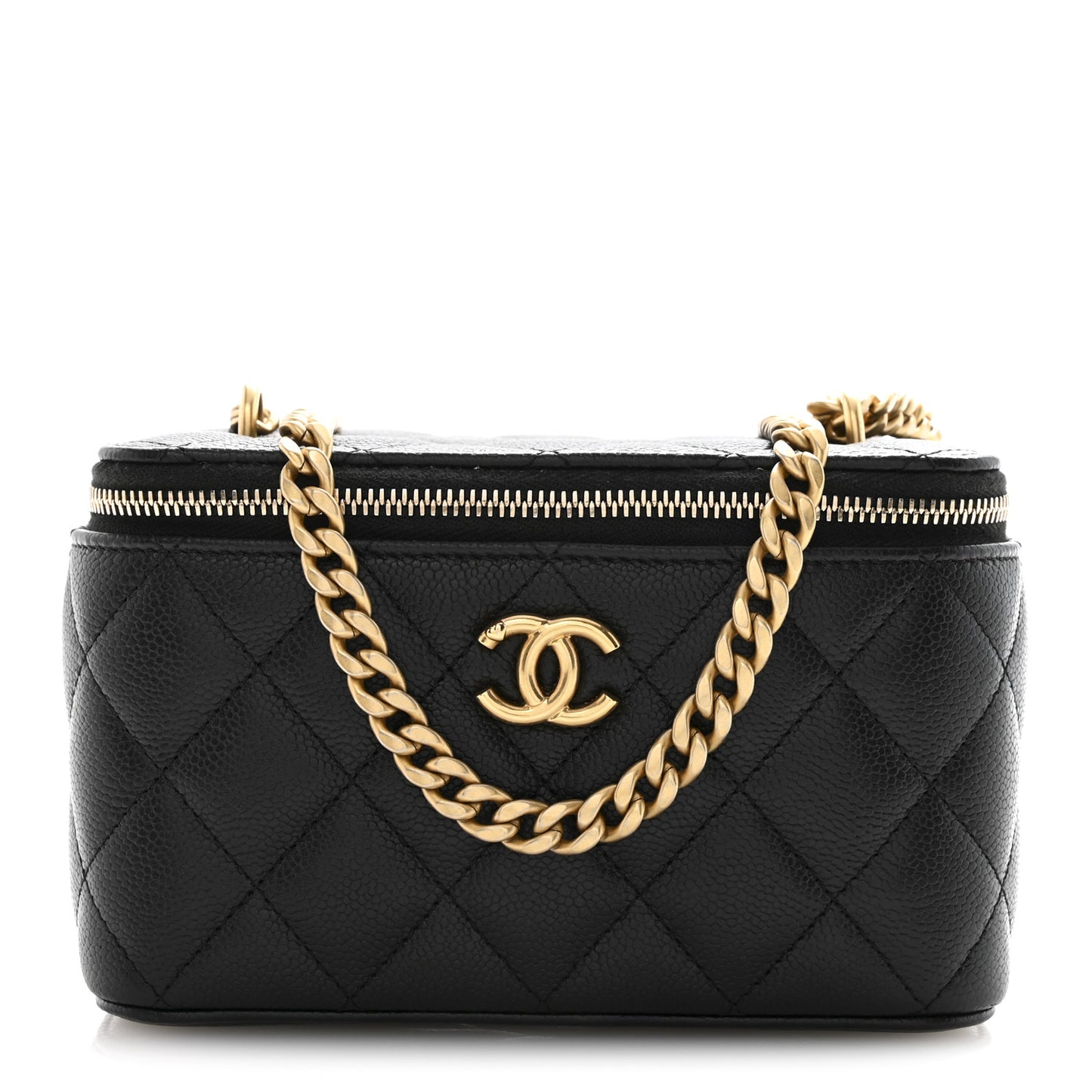 Caviar Quilted Sweetheart Vanity Case Black