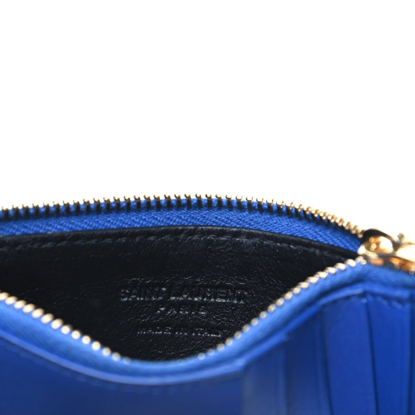 Smooth Calfskin 5 Fragments Zip Pouch Card Holder Ultramarine