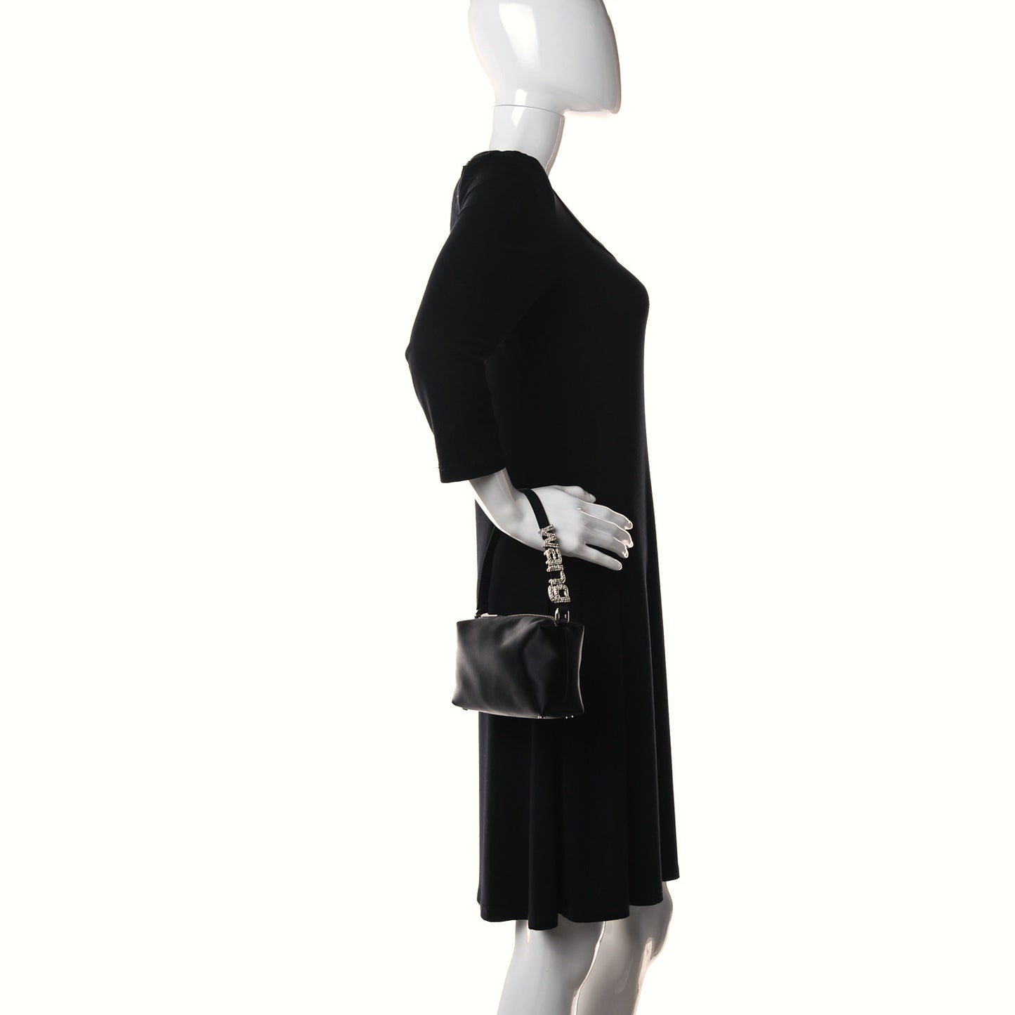 Satin Crystal Heiress Pouch Black