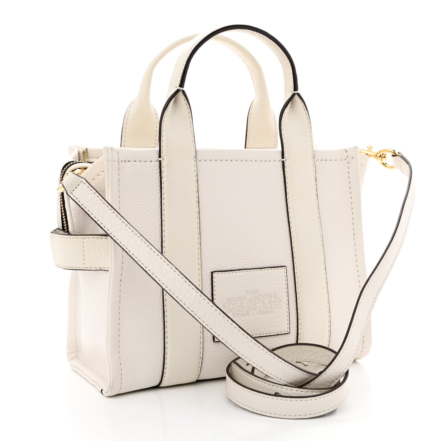 Marc Jacobs Grained Calfskin Mini The Tote Bag Cotton Silver 2 of 9