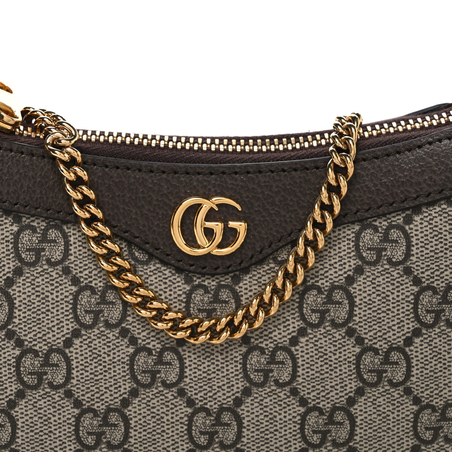 GG Supreme Monogram Textured Dollar Calfskin Mini Ophidia Chain Bag Beige Ebony