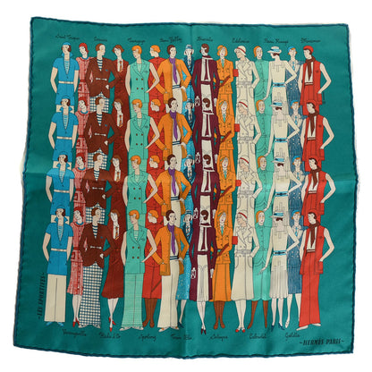 Hermes Silk Les Sportives Pocket Square Vert Bleu 2 of 6