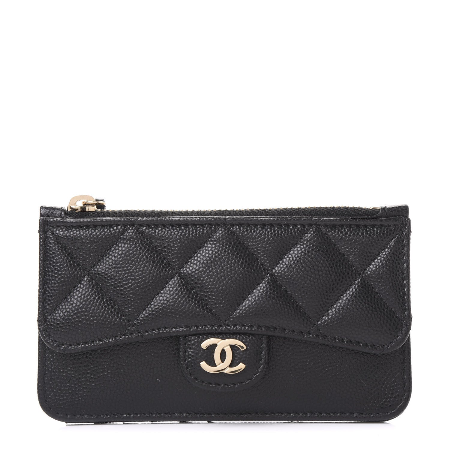 Chanel Caviar Quilted Flap Zip Card Holder Black 1 of 11