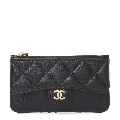 Chanel Caviar Quilted Flap Zip Card Holder Black 1 of 11