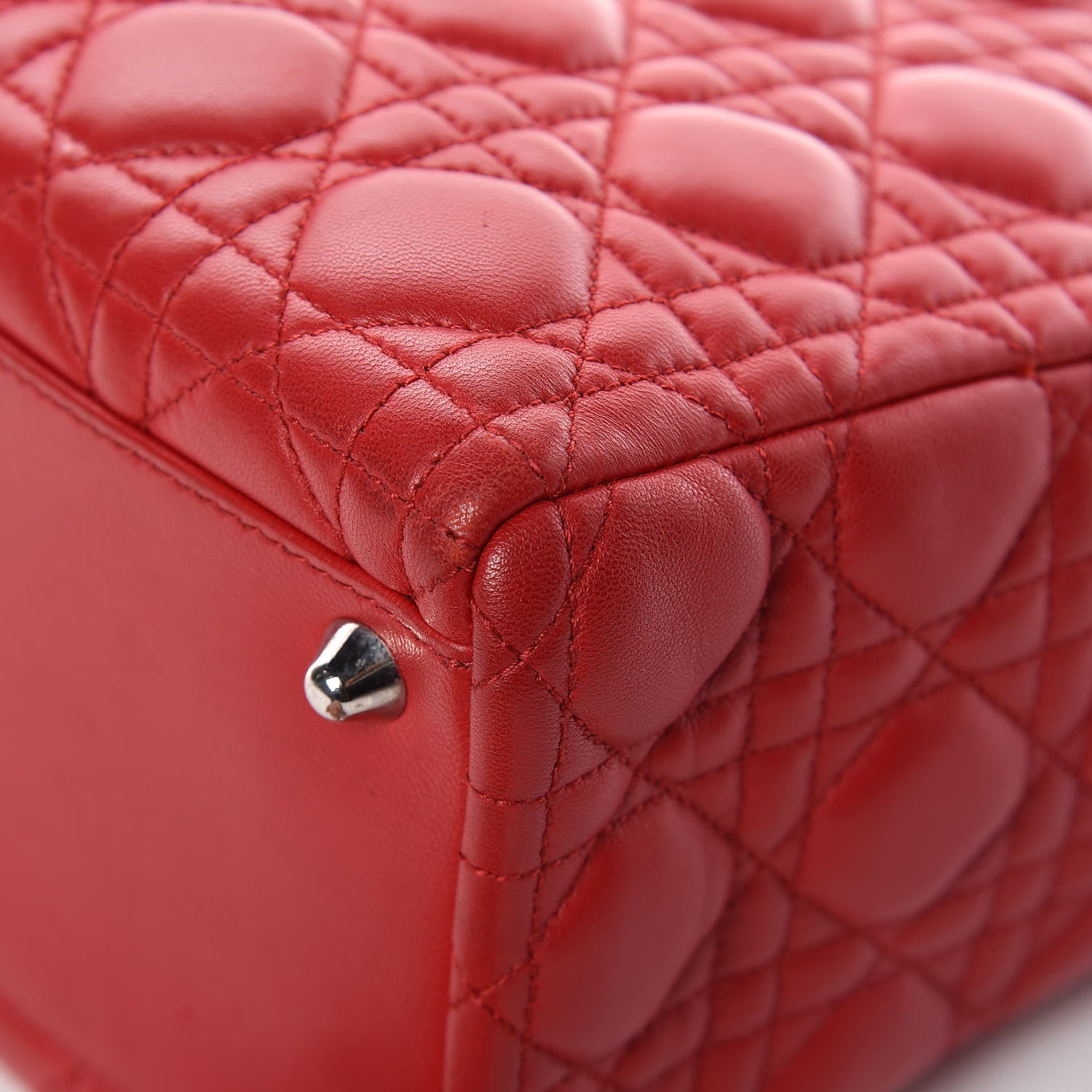 Christian Dior Lambskin Cannage Large Lady Dior Red 12 of 14
