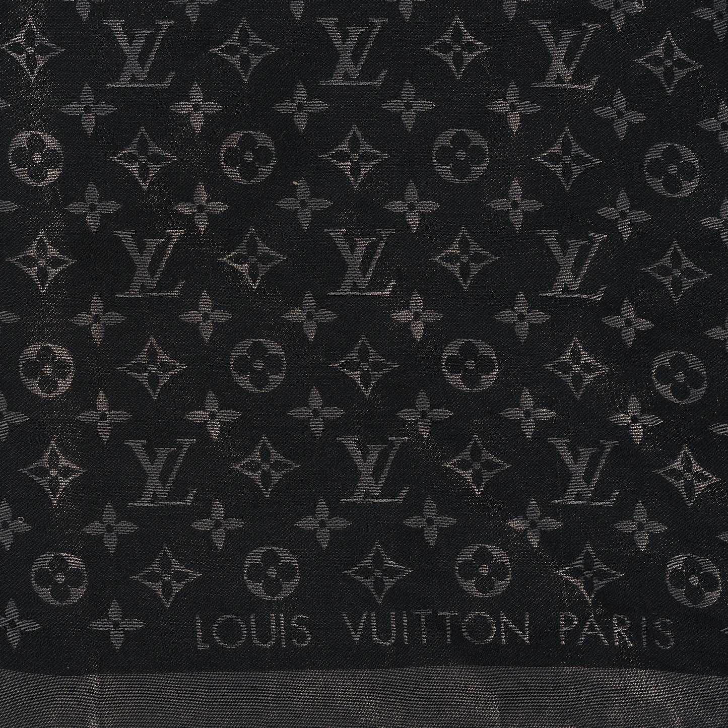 Silk Lurex Wool Monogram Shine Shawl Black