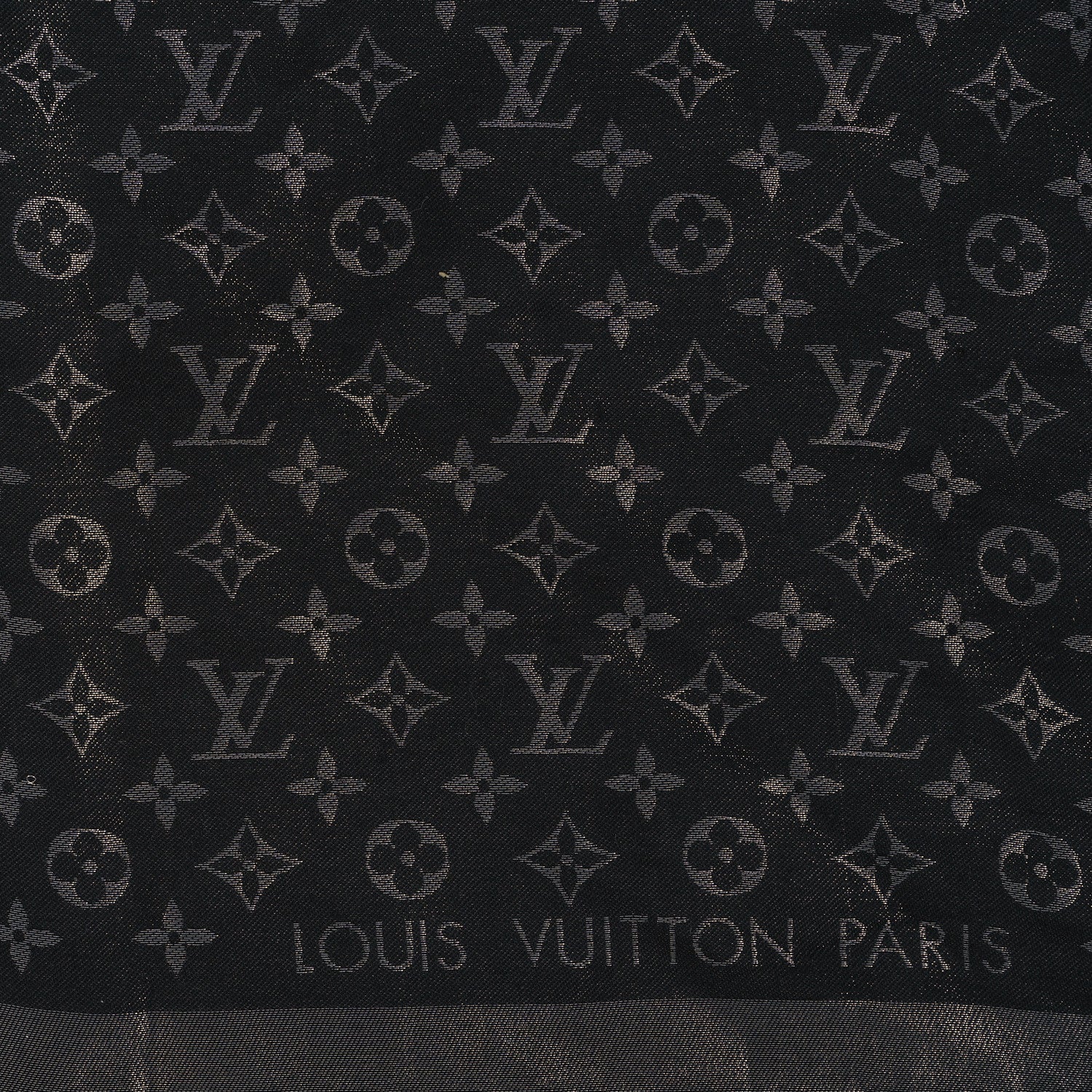 Louis Vuitton Silk Lurex Wool Monogram Shine Shawl Black 2 of 5