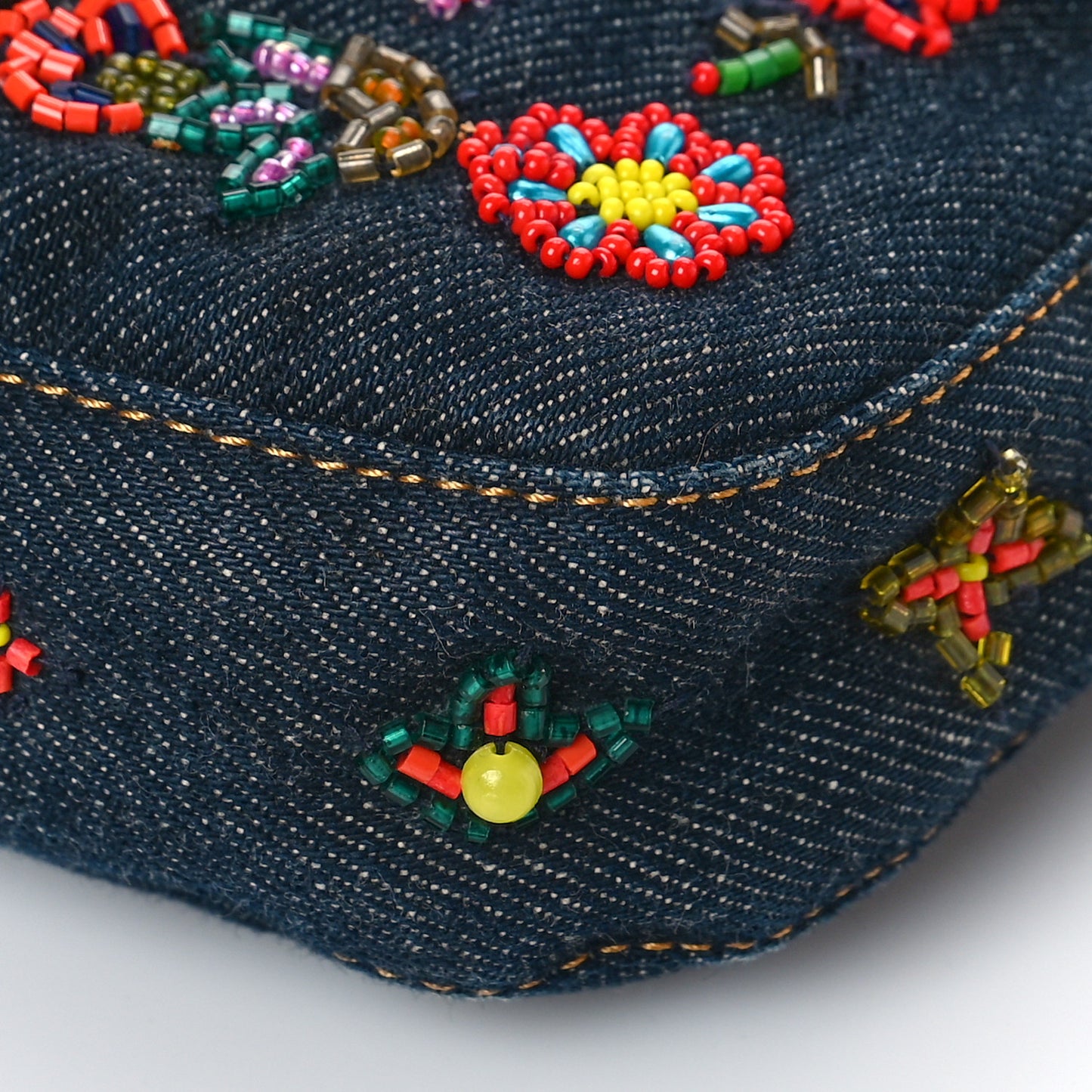 Denim Ricami Beaded Baguette Blue