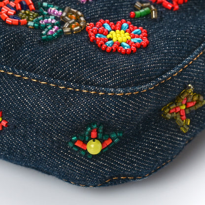 Fendi Denim Ricami Beaded Baguette Blue 8 of 10