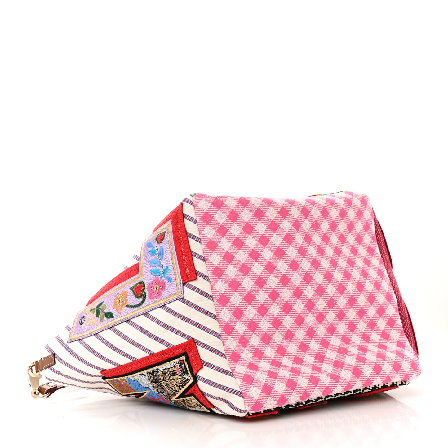 Canvas Embroidered Calfskin Caracaba Tote Multicolor