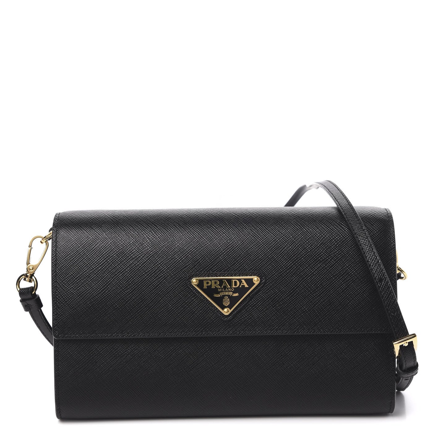 Saffiano Wallet With Shoulder Strap Black