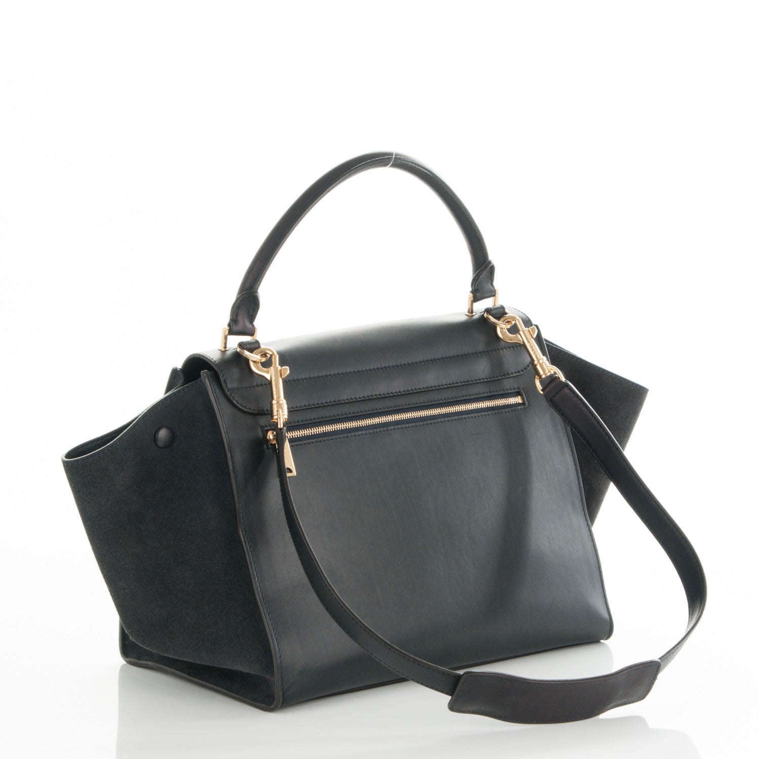 Celine Smooth Calfskin Suede Medium Trapeze Black 3 of 9