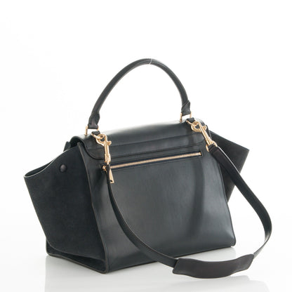 Celine Smooth Calfskin Suede Medium Trapeze Black 3 of 9