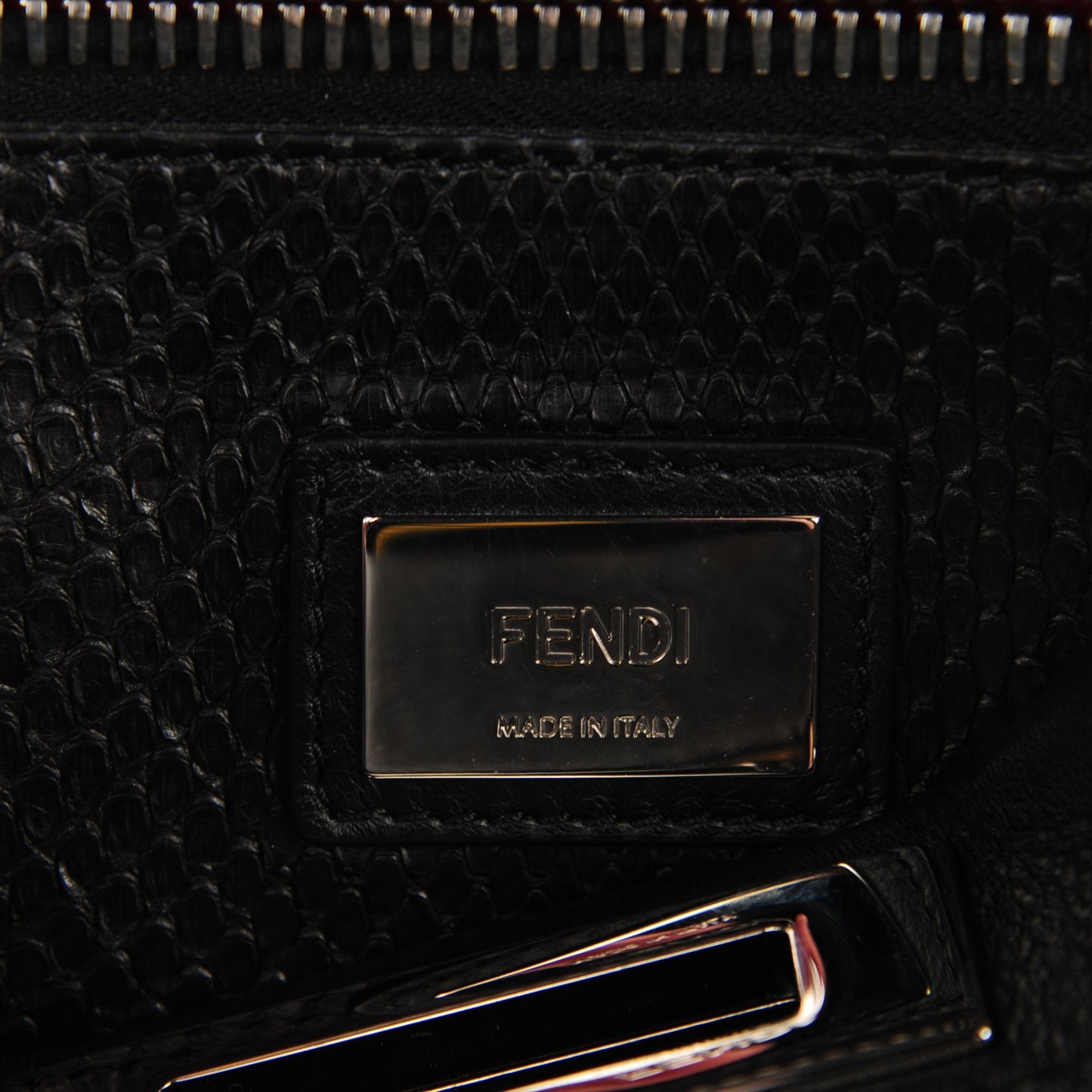 Vitello Seta Python Crocodile Monster Eyes Medium Peekaboo Iconic Satchel Black Girasole