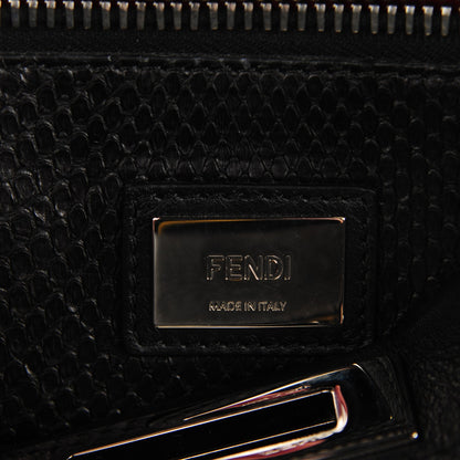 Fendi Vitello Seta Python Crocodile Monster Eyes Medium Peekaboo Iconic Satchel Black Girasole 7 of 8
