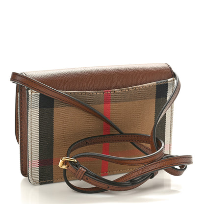 Burberry Derby Calfskin House Check Hampshire Crossbody Tan 2 of 9