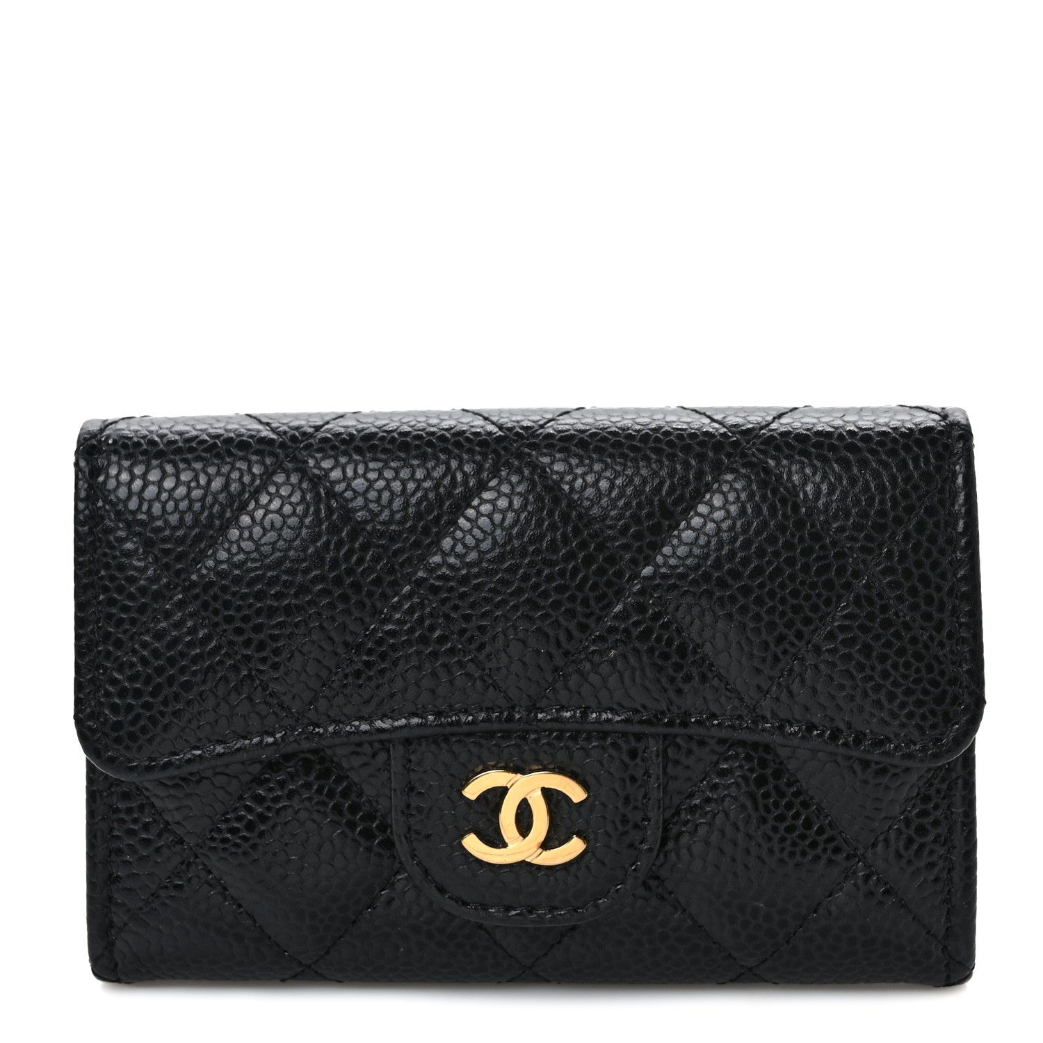 Chanel Caviar Quilted Flap Card Holder Wallet Black 1 of 8