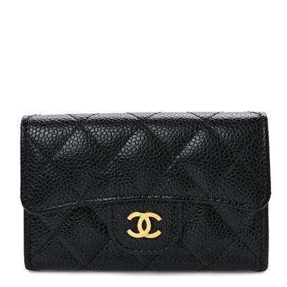 Chanel Caviar Quilted Flap Card Holder Wallet Black 1 of 8