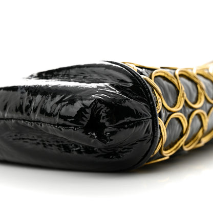 Chanel Patent Embroidered Clutch With Chain Black Gold 9 of 14