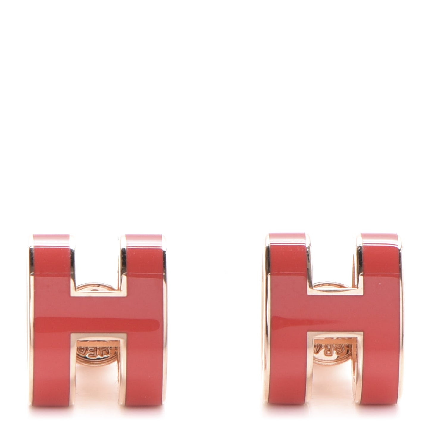Rose Gold Lacquered Pop H Earrings Rouge Corail